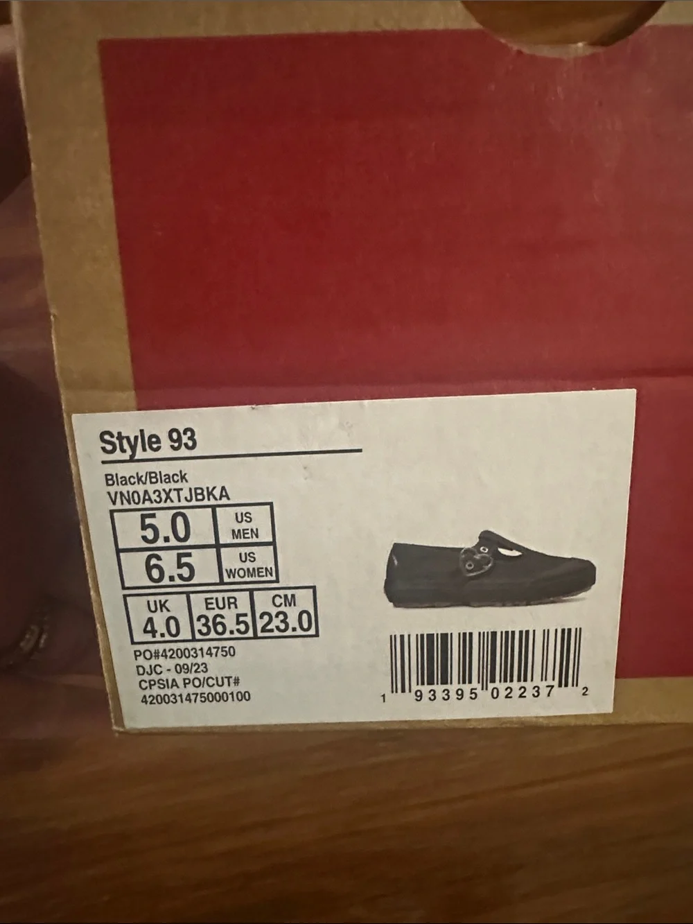 Vans Style 93 - Black Mary Jane Flats with Heart Buckle Size 6.5